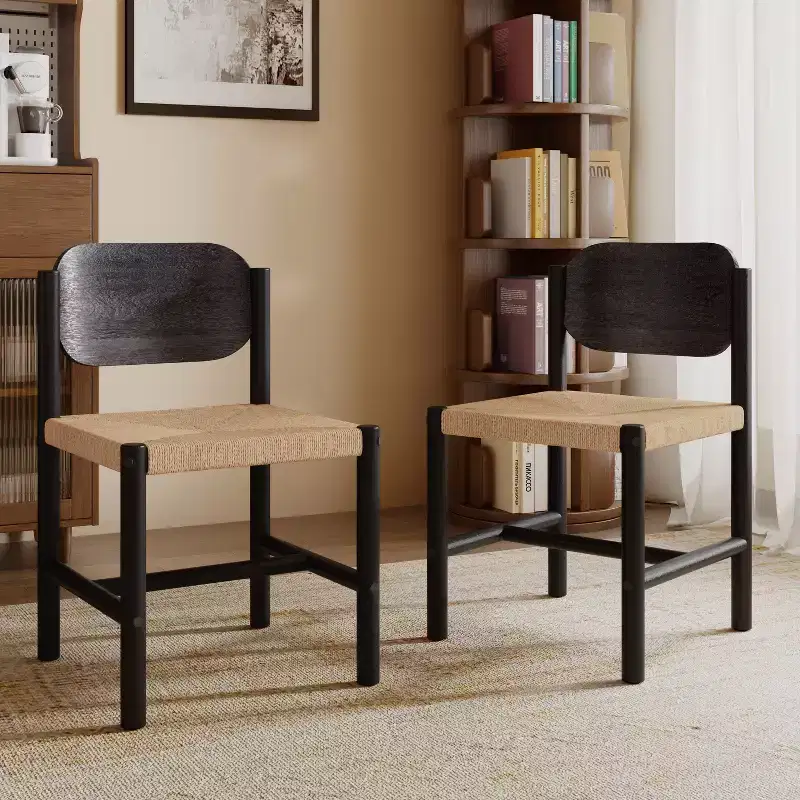 Mid-Century Modern Acacia Wood Dining Chairs