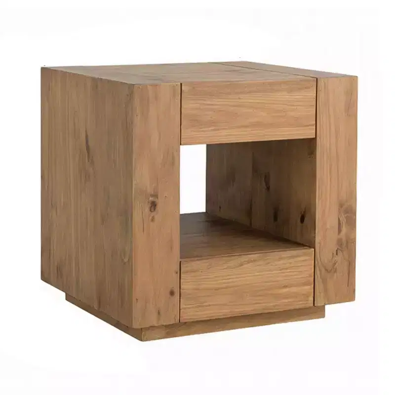 Royal Hampton End Table, 1 Inner Shelf, Drawers, Brown Oak Wood Frame, 24 Inch
