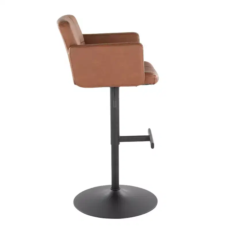 LumiSource Stout Adjustable Barstool Black Metal/Camel PU