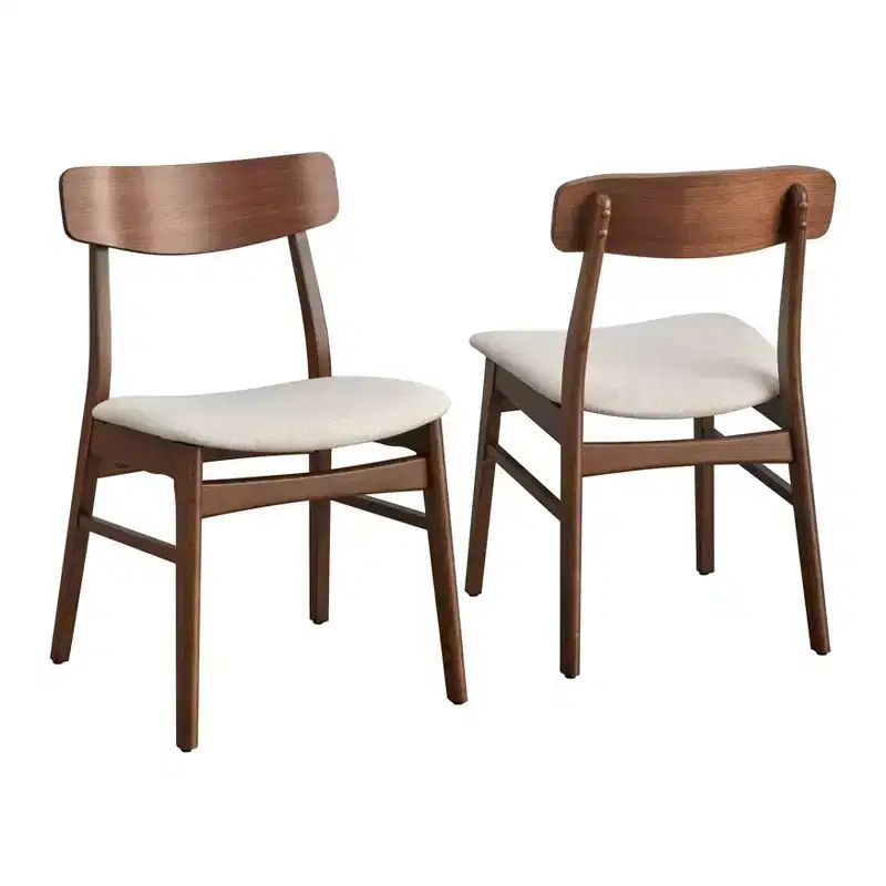 Buylateral Set of 2 Wave Solid Rubberwood Dining Chairs