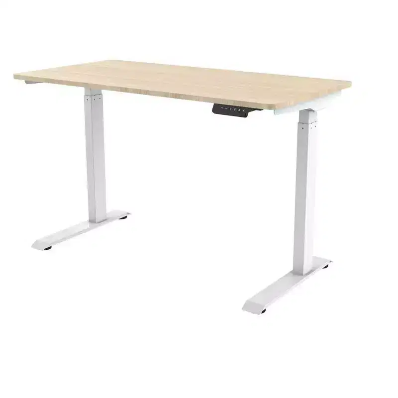 Single Motor Height Adjustable Sit-Stand Desk Table with 4 foot Top, White, Laptop Computer Workstation