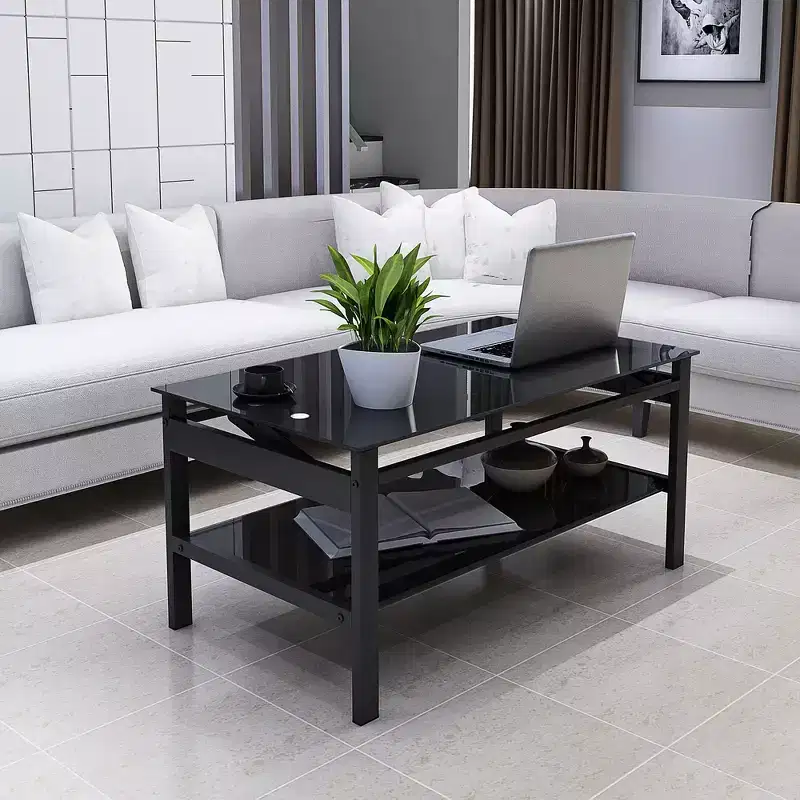 GDFStudio Kirara Modern Lift Top Coffee Table with 2-Layer Tempered Glass