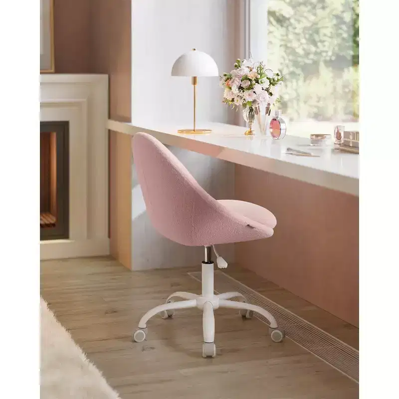 VASAGLE Office Chair, Vanity Chair, Desk Chair, Cotton-Linen Fabric, Foam Padding, Adjustable Height, for Home Office, Study, Bedroom,