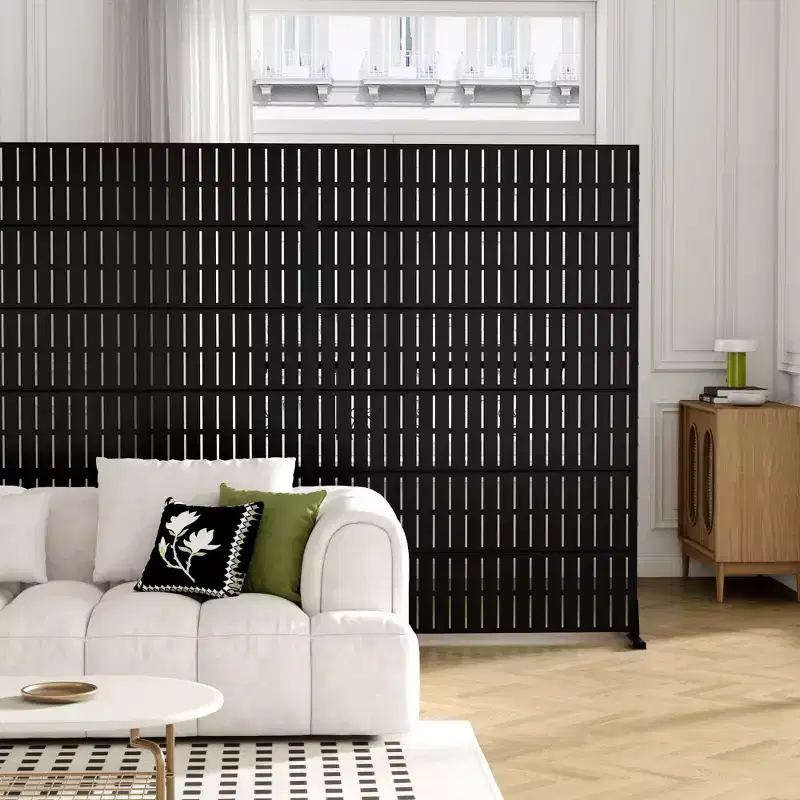Black Galvanized Steel Fence Screen 183*120*41cm
