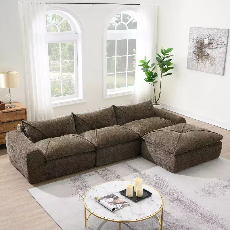 Whisen 116 Modular 4-Seat Sofa Bed, Spacious Foam Filled, Elderly/Baby Safe, No Assembly, Free Combination