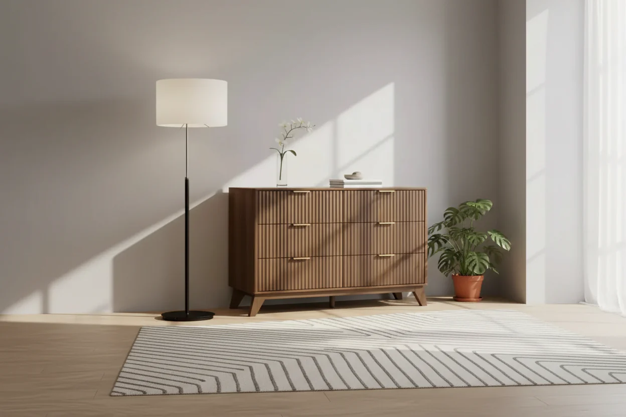 47In. Double Row 6 Drawer Grid Chest Dresser