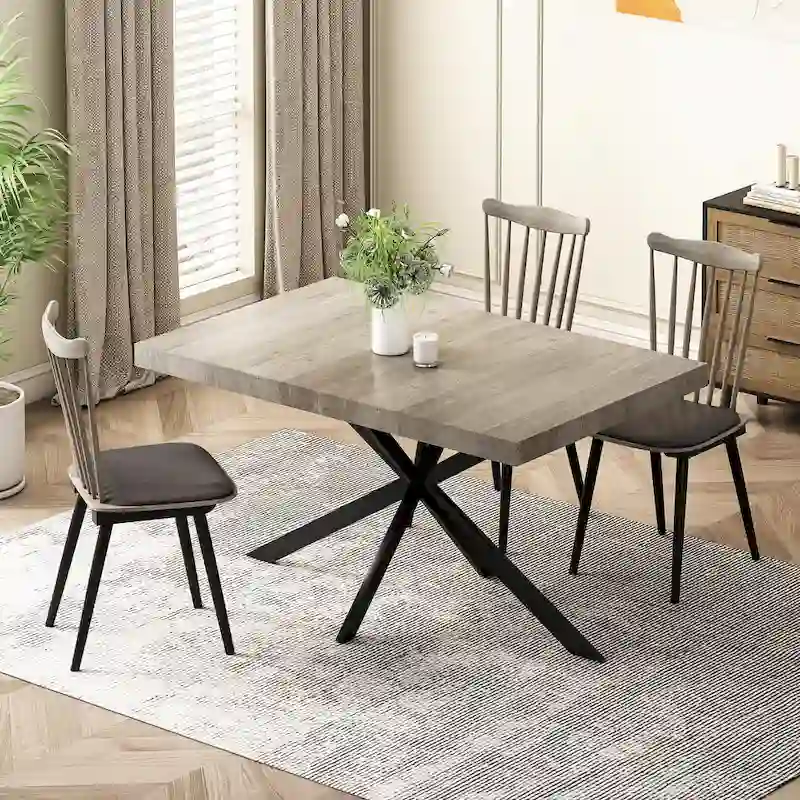 Retro Rectangular Dining Table with Carole Top and Black Embossed Center Plate