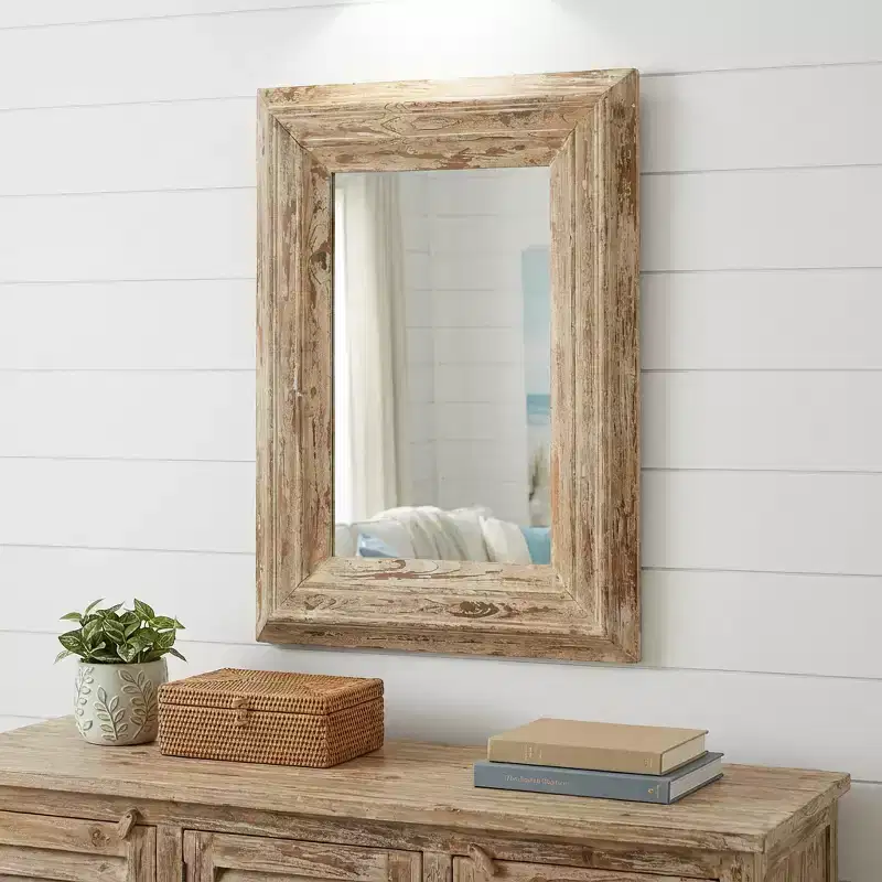 39 Natural Distressed Wood Framed Accent Mirror