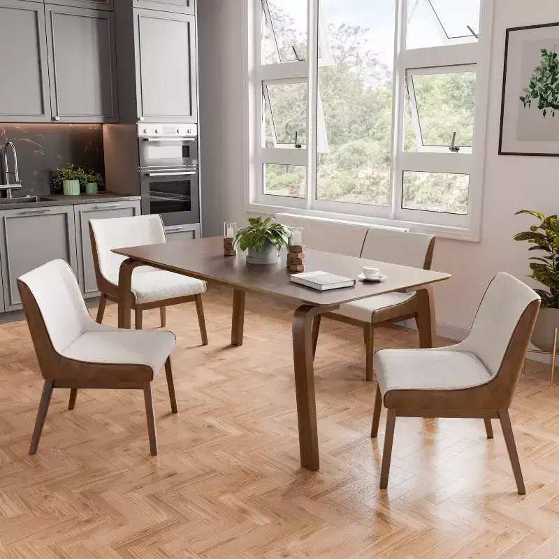 HOMES: Inside + Out 5pc Forest Wisp Mid-Century Modern Dining Room Set Walnut