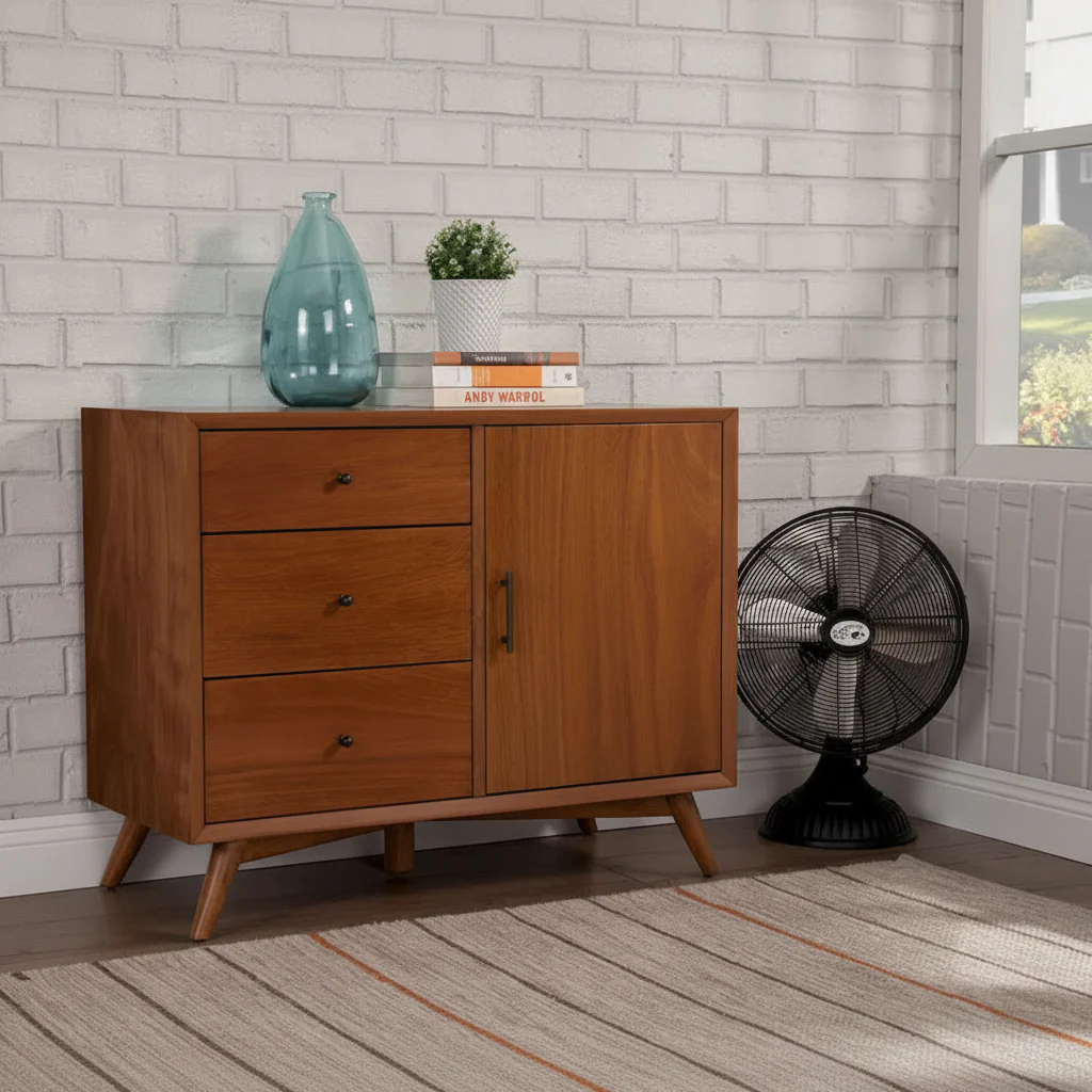 Accent Cabinet in Mahogany Solids & Okoume Veneer – Acorn Finish, Fully Assembled