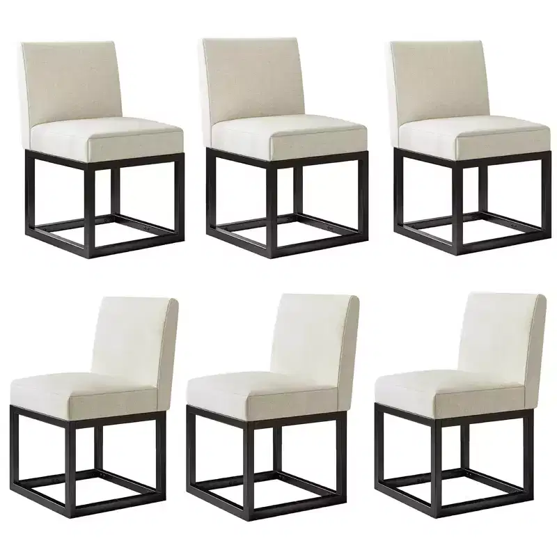AMERLIFE Mid Century Linen Dining Chairs Set of 6, Modern Upholstered Dinner Chairs