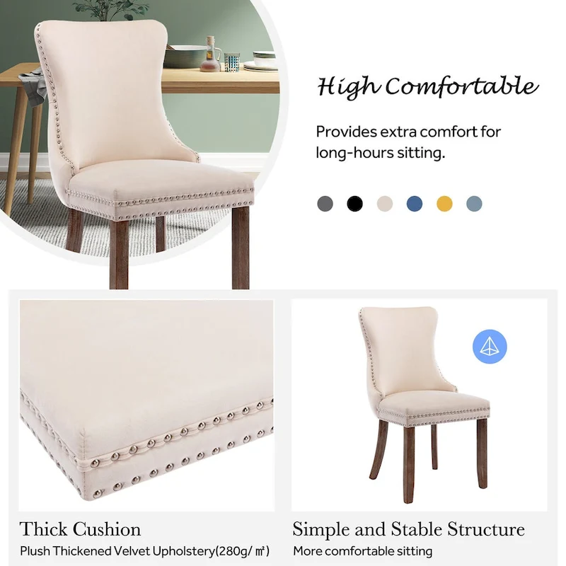 KATA Velvet Upholstered Wingback Dining Chairs Set of 4