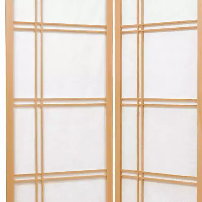 6 ft. Tall Double Cross Shoji Screen - Natural (4 Panels)