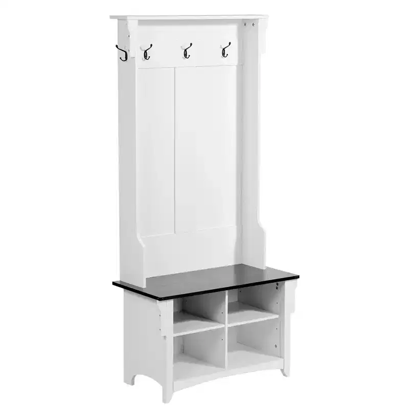 Hall Tree Entryway Bench with Coat Rack and Shoe Storage, 32