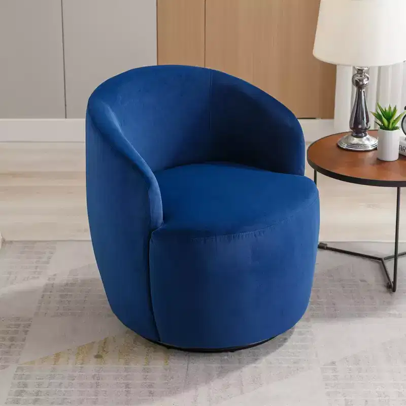 Teddy Fabric Accent Chair, Armrest Accent Single Lazy Chair, Comfy Leisure Chairs With Black Powder Coating Metal Ring