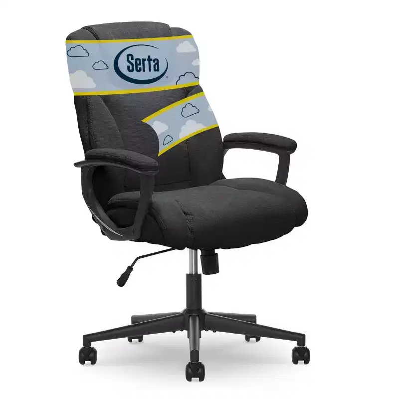Style Hannah II Office Chair Midnight Black - Serta: Executive, Microfiber, 400 lbs Capacity