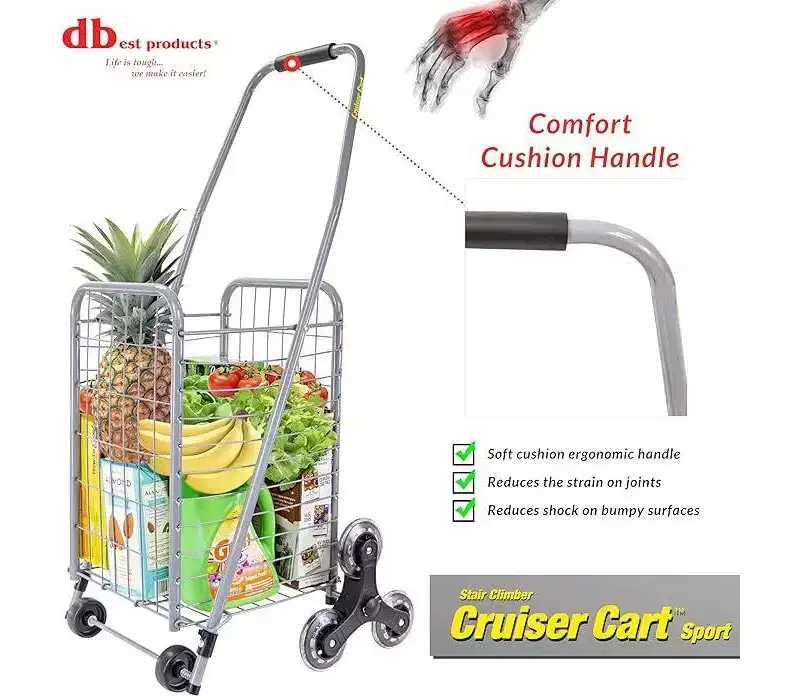 Stair Climber Cruiser Cart Sport Shopping Grocery Compact Lightweight Folding Laundry Wheels Basket
