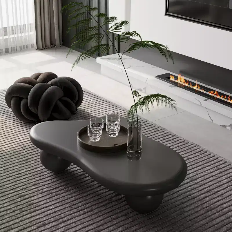 47Cloud Shaped Coffee Table with 3 Ball Legs for Living Room