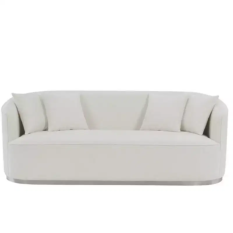 Acme Furniture 83" Odette Sofa Beige Velvet: Luxurious Upholstered, Wood Frame, Includes 4 Accent Pillows