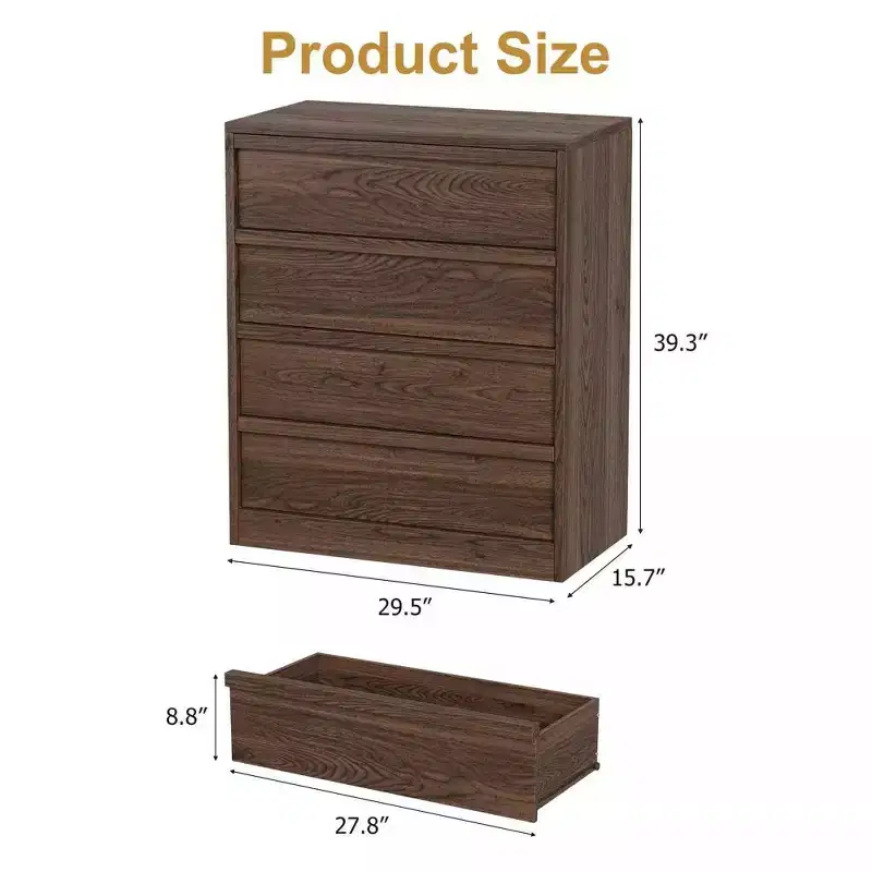 4-Drawer Nightstand Dresser, Large Storage Chest for Bedroom, Nursery, Living Room and Entryway