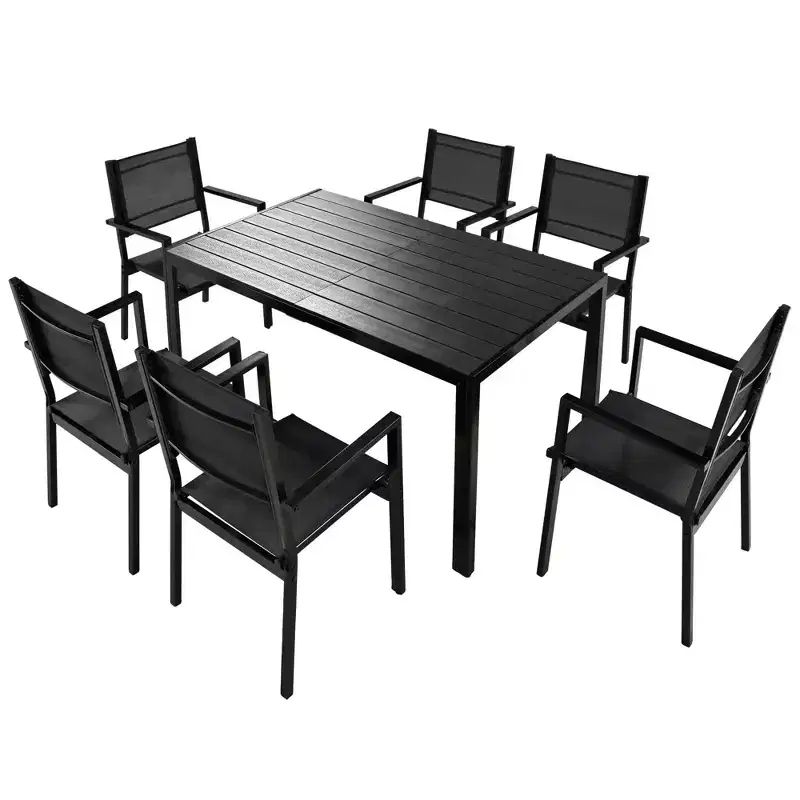 CLIHOME 7 Pieces Steel Outdoor Table and Chair Set, Patio Dining Sets for Patio, Balcony, Backyard