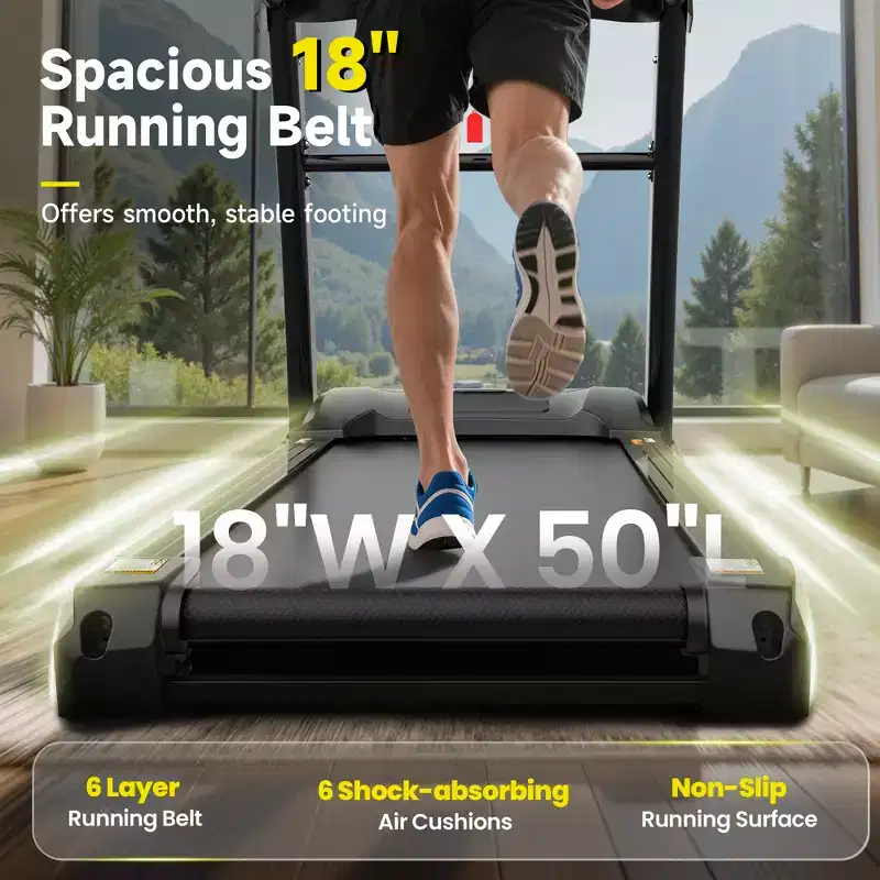 3-in-1 Folding Treadmill for Home 12mph, 4.8HP Running Treadmills with 20% Auto Incline, 400lbs Capacity, 71Programs, 18'' Wide Deck, Knee Support