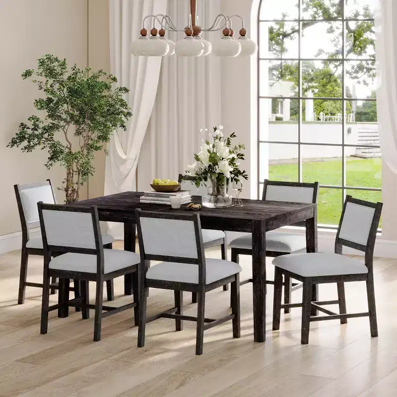 Merax 7-Piece Retro Dining Table Set for 6