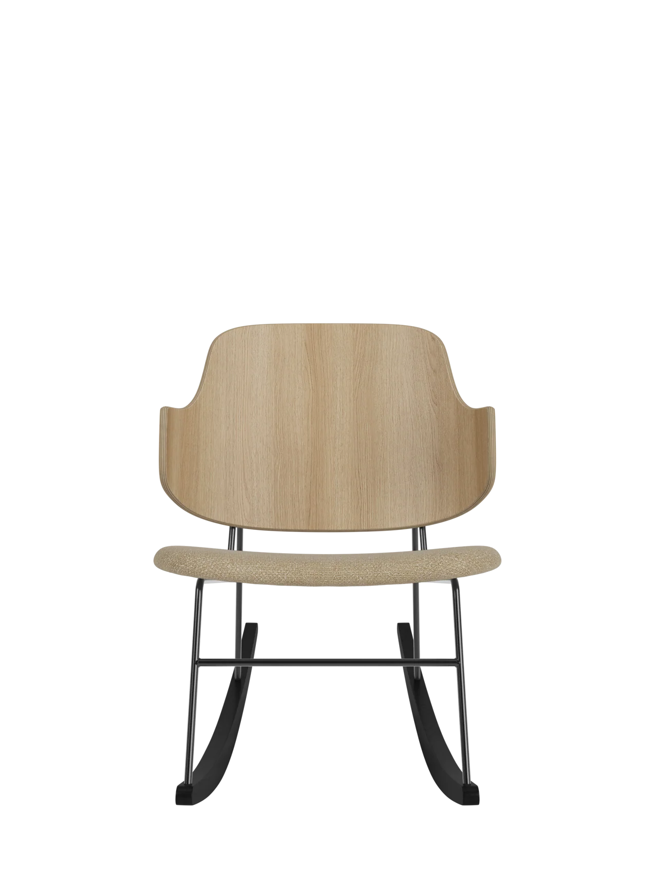 Oak Veneer Rocking Chair with Steel Frame for Living Room & Bedroom