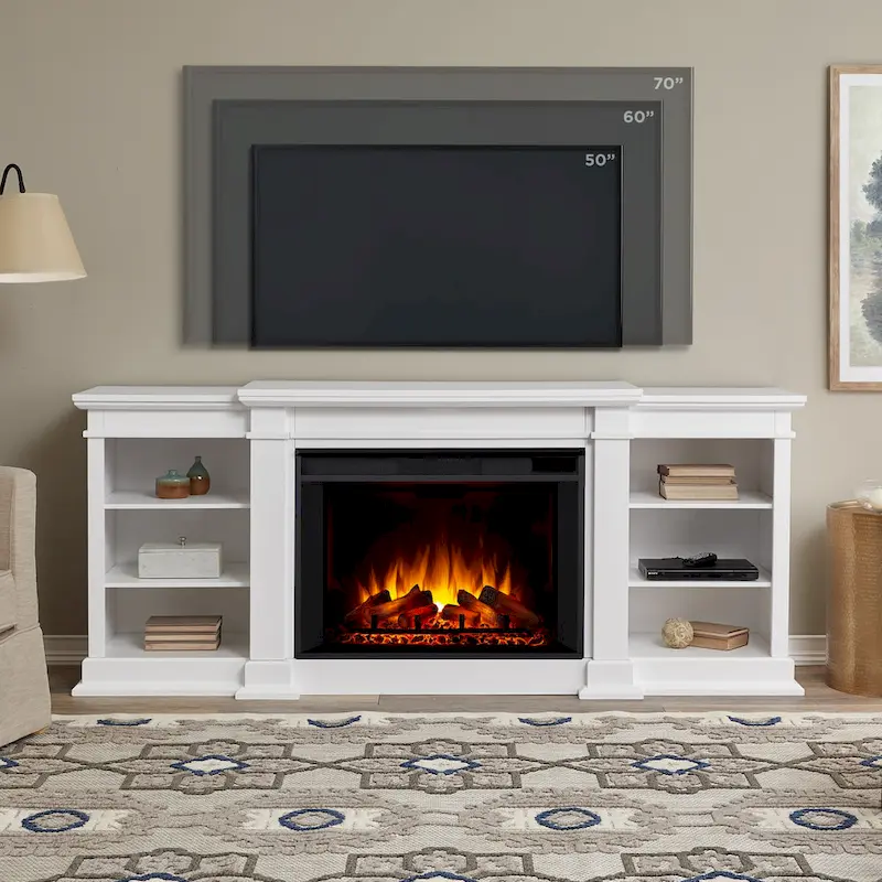 81 Grand TV Stand Electric Fireplace in White