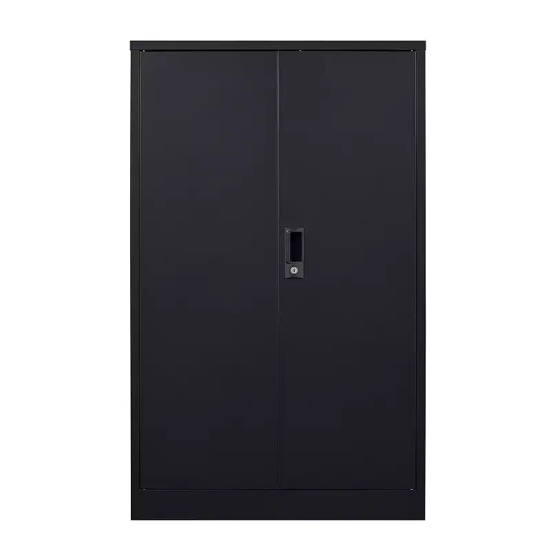 VIYET 41.97H Metal Folding Storage Cabinet, Filing Cabinet w/ Locking Doors & Adjustable Shelf, Black