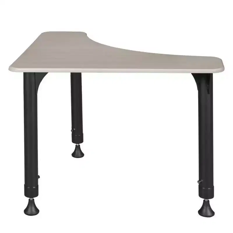 28" Boomerang Height Adjustable Activity School Desk Maple - Regency: Chrome Post Legs, Round Corner