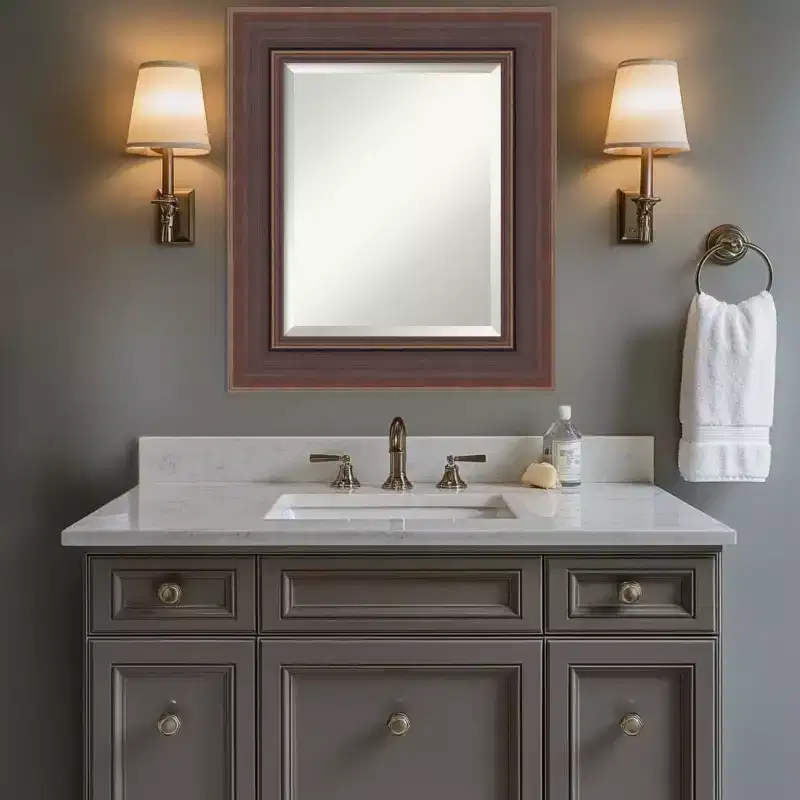 Beveled Framed Bathroom Vanity Wall Mirror
