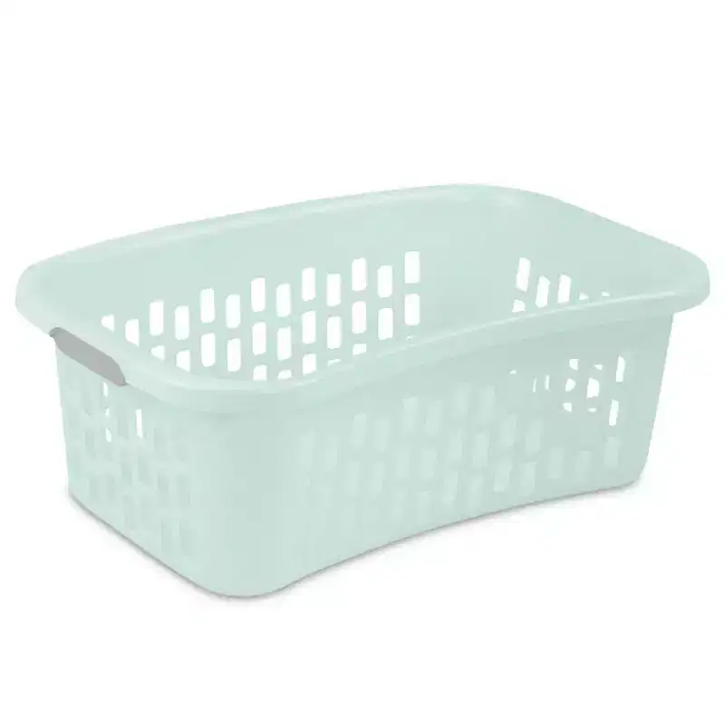 Sterilite HipHold Laundry Basket, 1.5 Bushel Plastic Clothes Hamper, Mint, 18 Pk