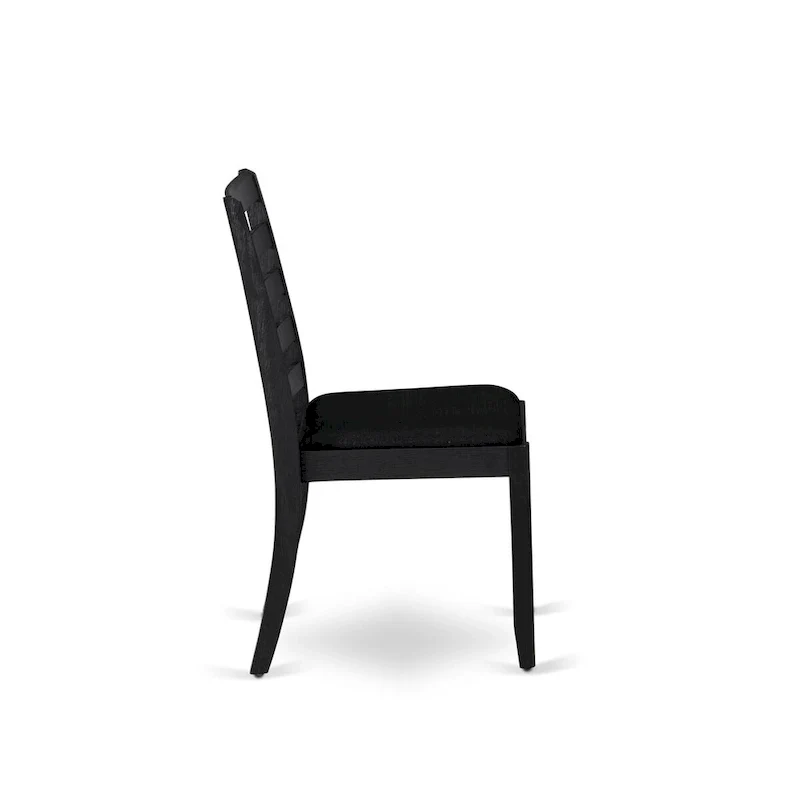 East West Furniture dining room set - a kitchen table & Stackable dining chairs - Wire-brushed Black (Pieces & Seat Options)