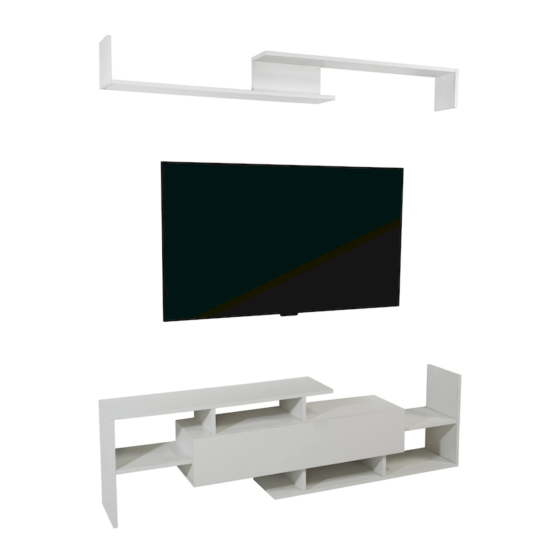 Surrey 60.2 2 Pc 1-Drawer Floating TV Stand Media Console with Open Shelves