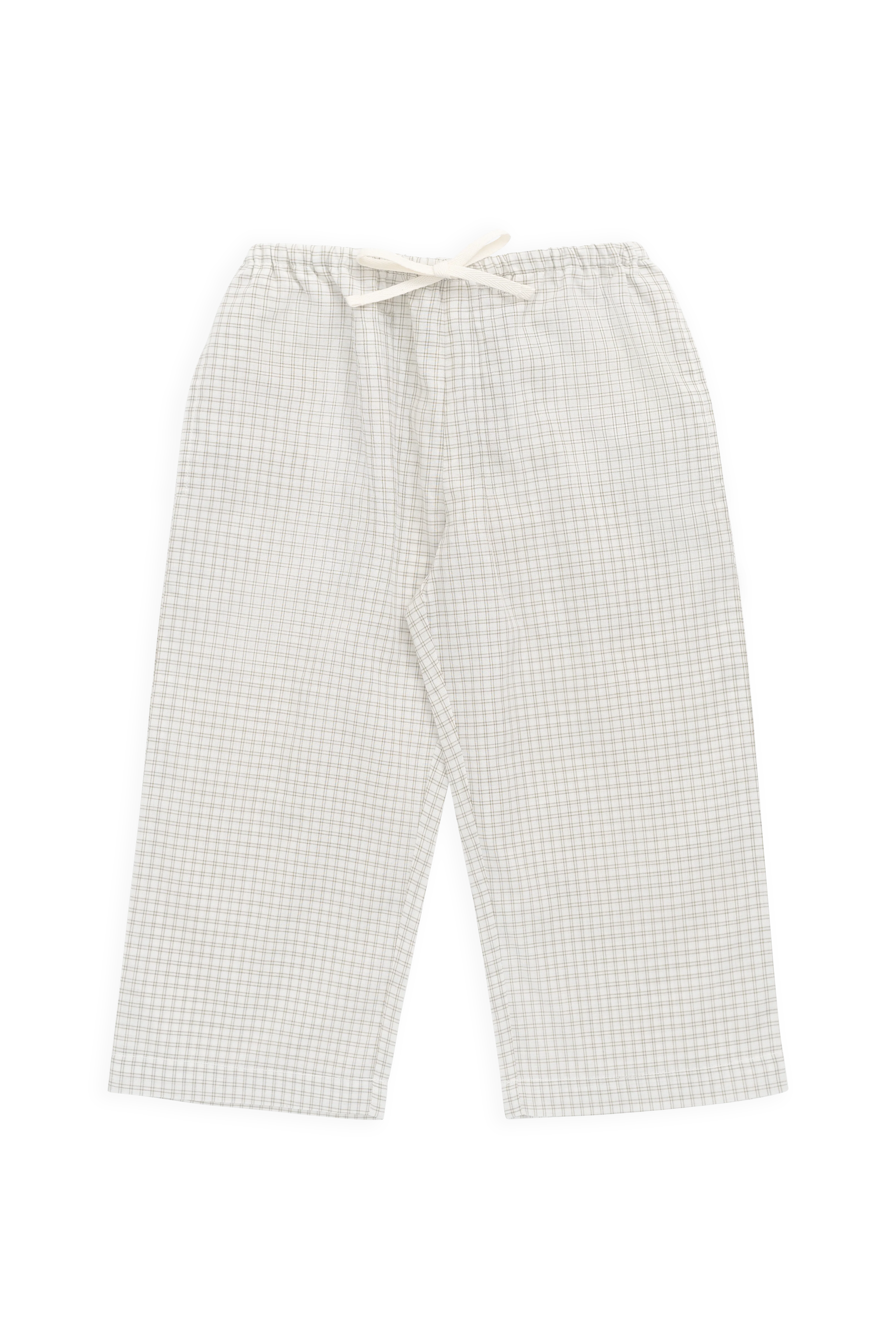 Timeless Pecan Double Windowpane Check Organic Cotton Relaxed Pant with Waist Tie for Kids 6M–8Y
