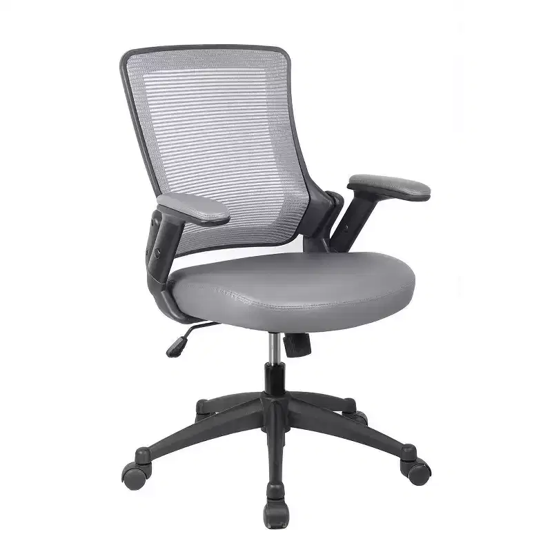 Mid-Back Mesh & Polyester Task Chair with Height-Adjustable Arms