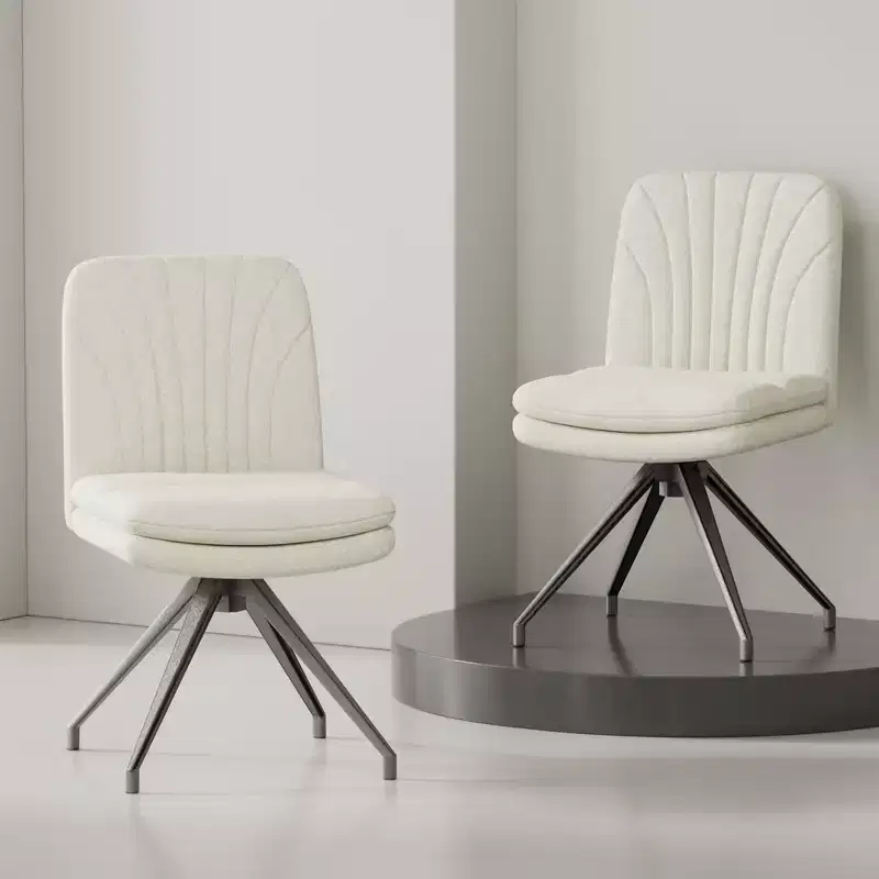 VECELO Upholstered Office Desk Chair Cross Legged Chair with Wide Padded Seat, Modern Computer Task Chair Gray/Beige