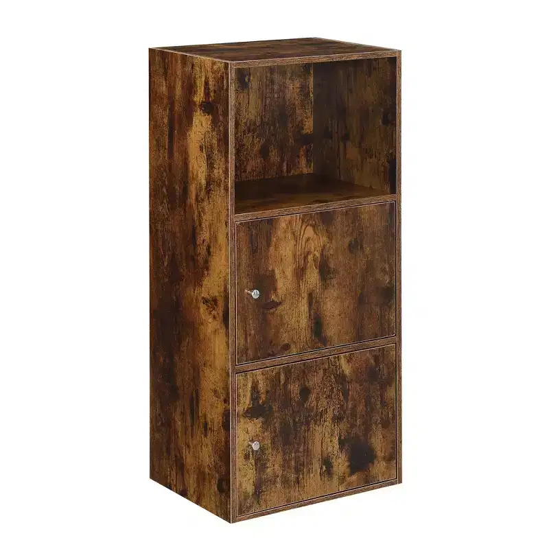 Extra Storage 2 Door Cabinet with Shelf Barnwood - : Magnetic Latches, Office & Bathroom Organizer