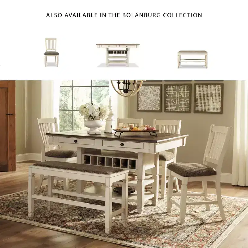 Counter Height Dining Bench Antique White