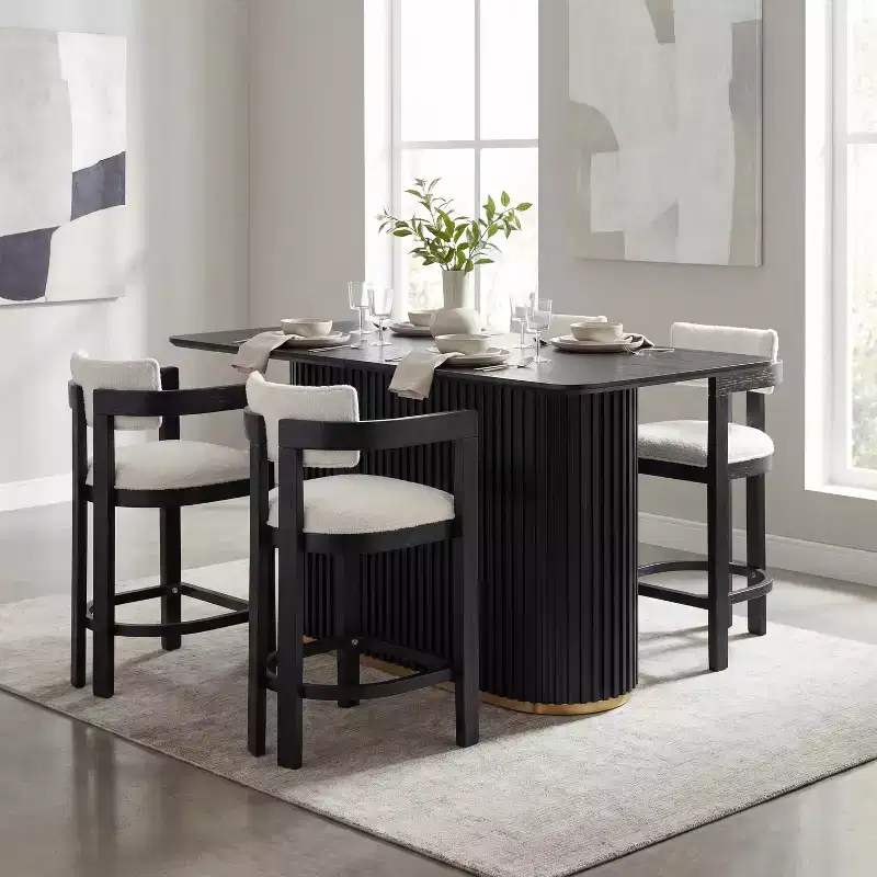 Christopher Knight Home Heini Modern 5 Piece Wooden Dining Set with Pedestal Table and Rubberwood Legs
