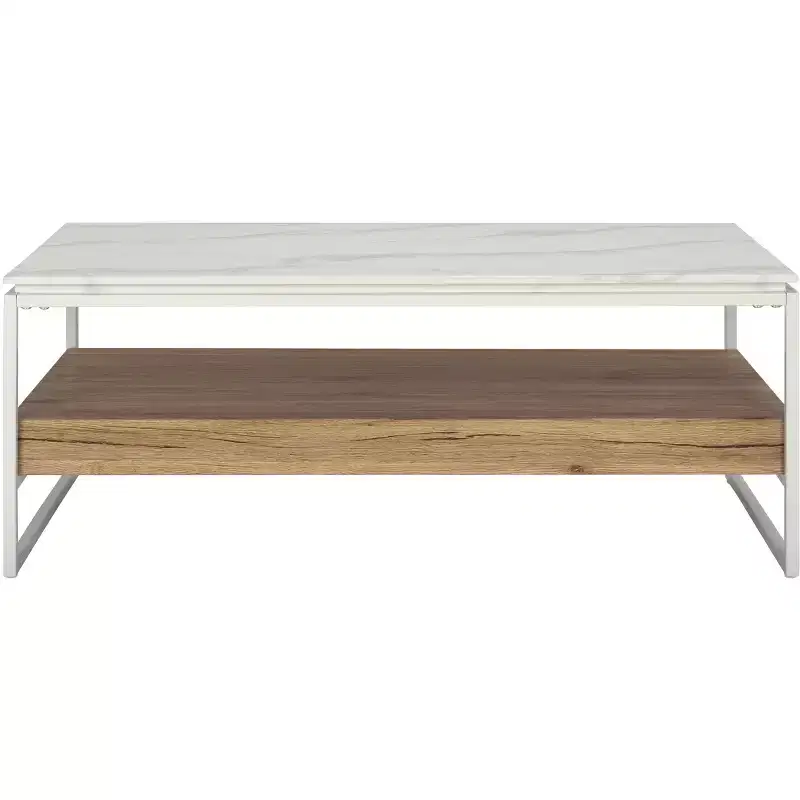 Aurelian Coffee Table - COF7016A - White Marble/Natural - Safavieh