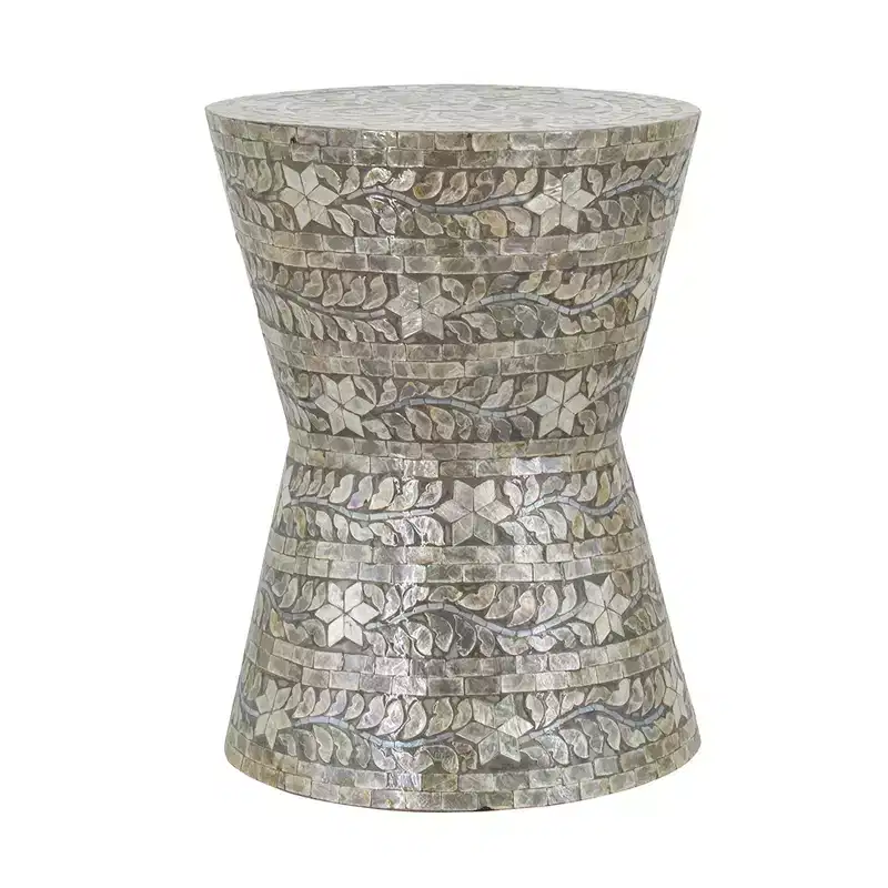 Tapered Garden Capiz Stool Accent Side Table D14x19