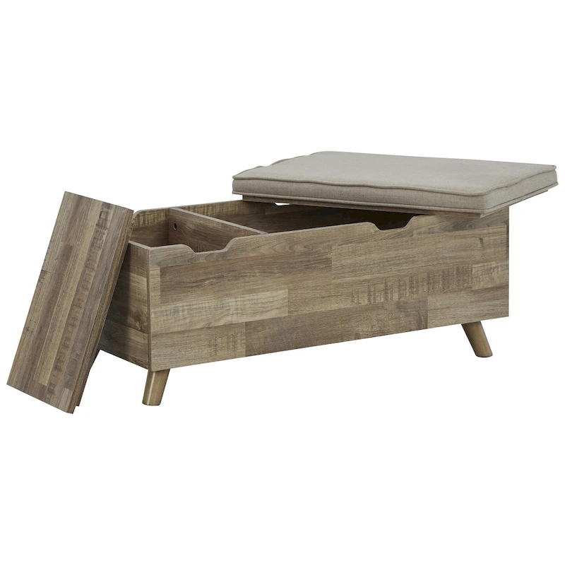 Gerdanet Beige/Brown Storage Bench - 38W x 18D x 16H