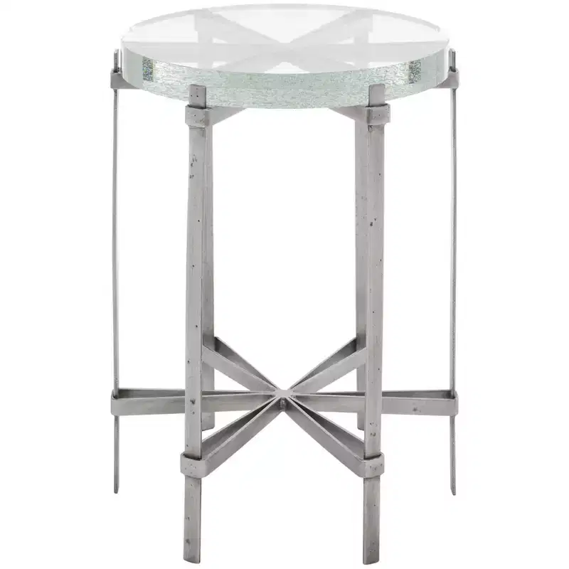 Evyanna Round Bubble Glass Accent Table - AMH8347A - Silver/Clear - Safavieh Couture