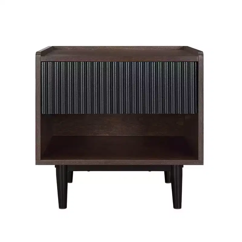 Duane Modern Ribbed Nightstand with Drawer - Manhattan Comfort