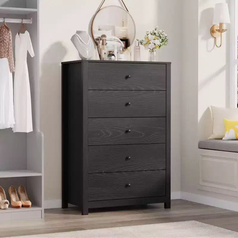 Modern 5 Drawer Dresser with Deep Storage,Sleek Wooden Chest for Bedroom, Living Room,Entryway, Featuring Ample Space for Organized Home Decor