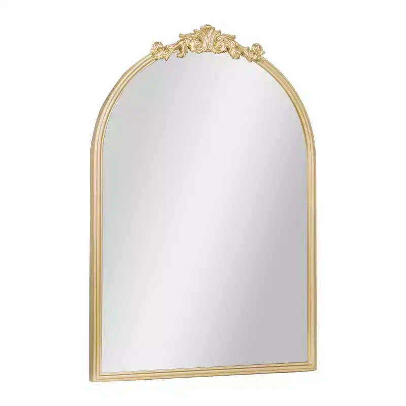 Emma and Oliver Arched Wall Mirror with Baroque Style Detail, and Aluminum Backed Glass for Clarity for Entryways, Bathrooms & More