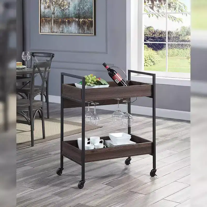 Acme Furniture Jerrick Bar Serving Cart Walnut/Black Finish