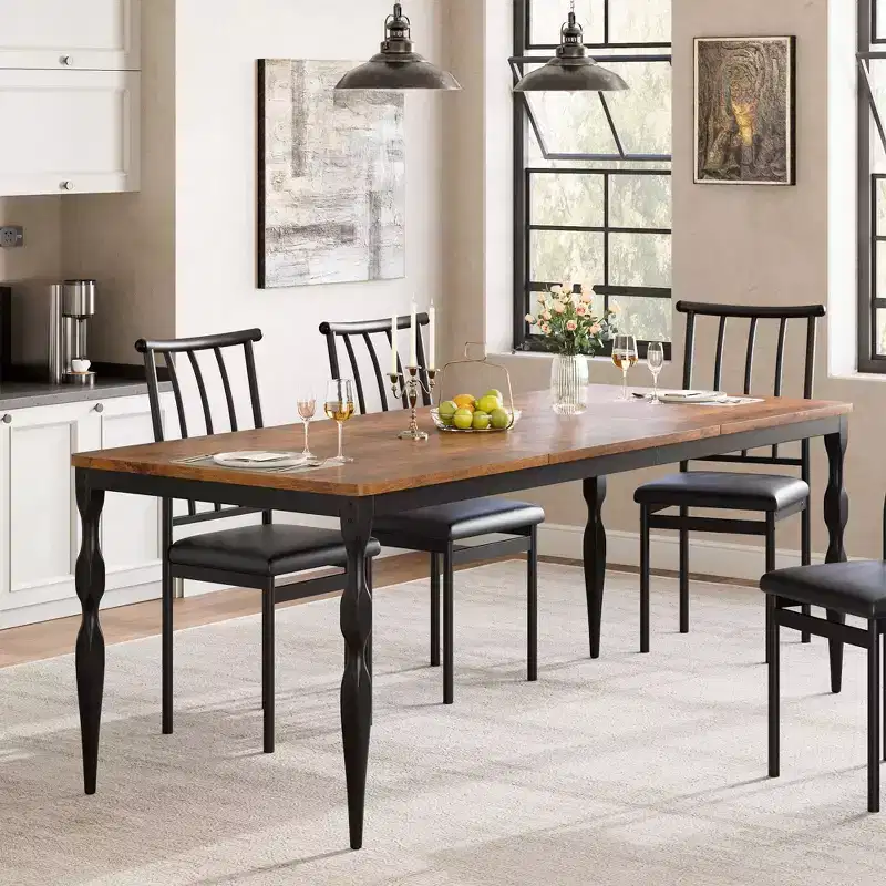 Rectangular Dining Table for 6, 78.8'' Rustic Farmhouse Kitchen Table with Large Tabletop for Party Big Family(Not Included Chairs)